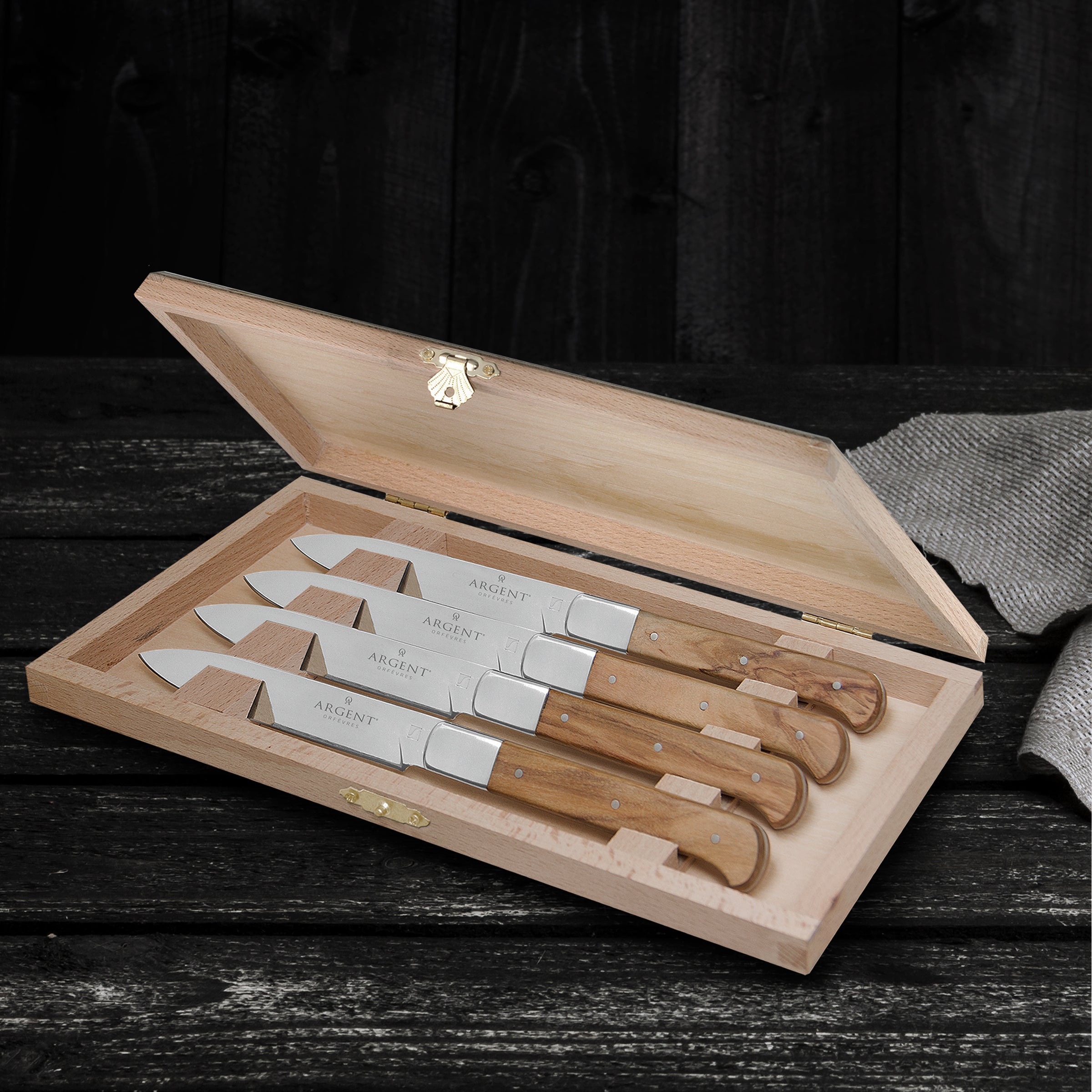 Argent Lynden Olive Wood Steak Knives. Set of 4 - Image 5