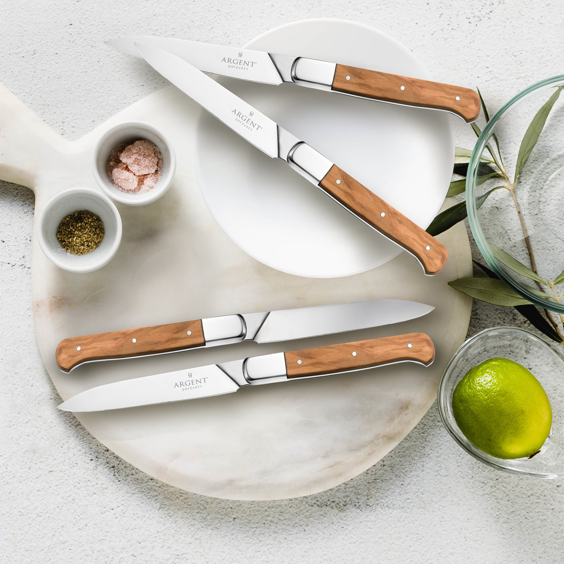 Argent Lynden Olive Wood Steak Knives. Set of 4 - Image 3