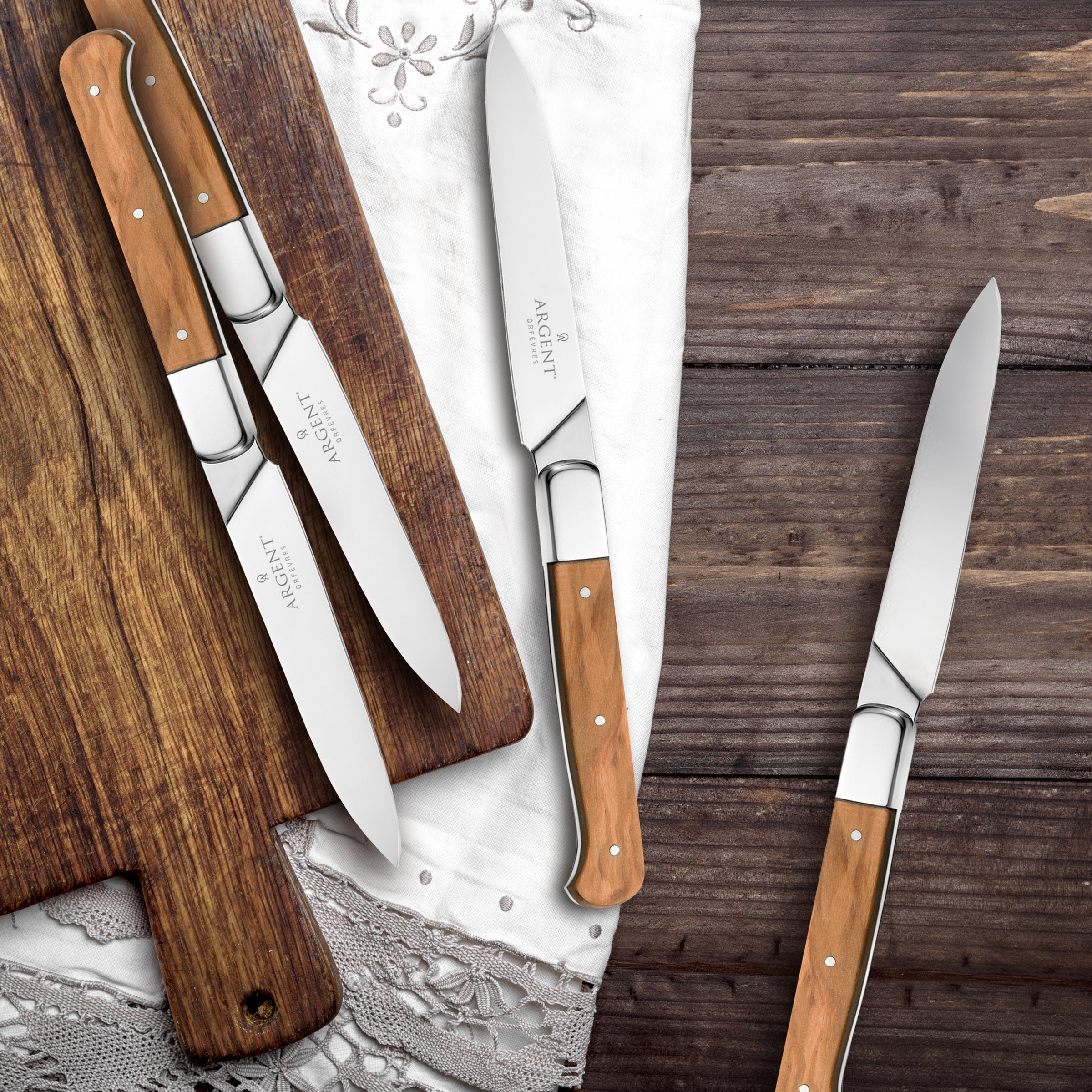 Argent Lynden Olive Wood Steak Knives. Set of 4 - Image 4