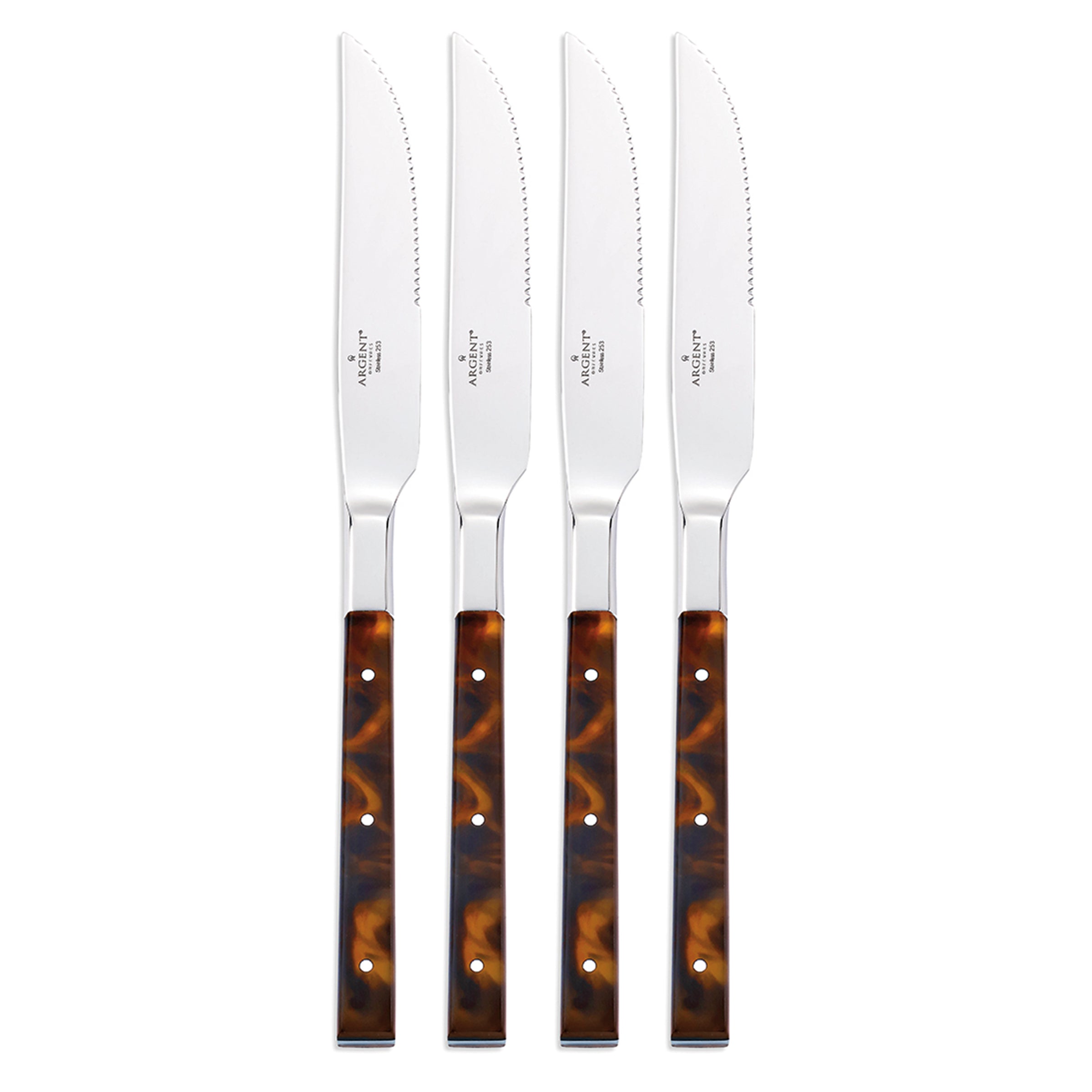 Tortoise Steak Knives. Set of 4