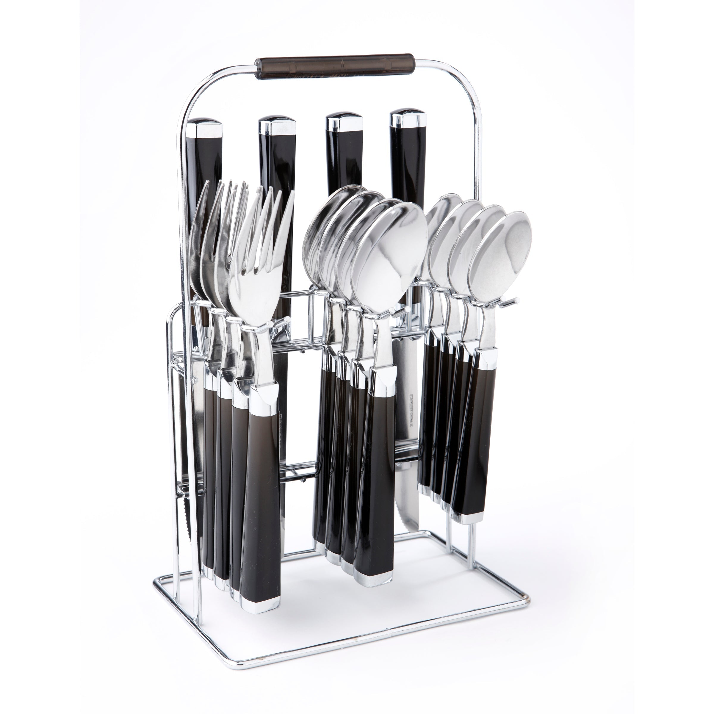 Temptation Black Charcoal Handle 16-Piece Flatware Set