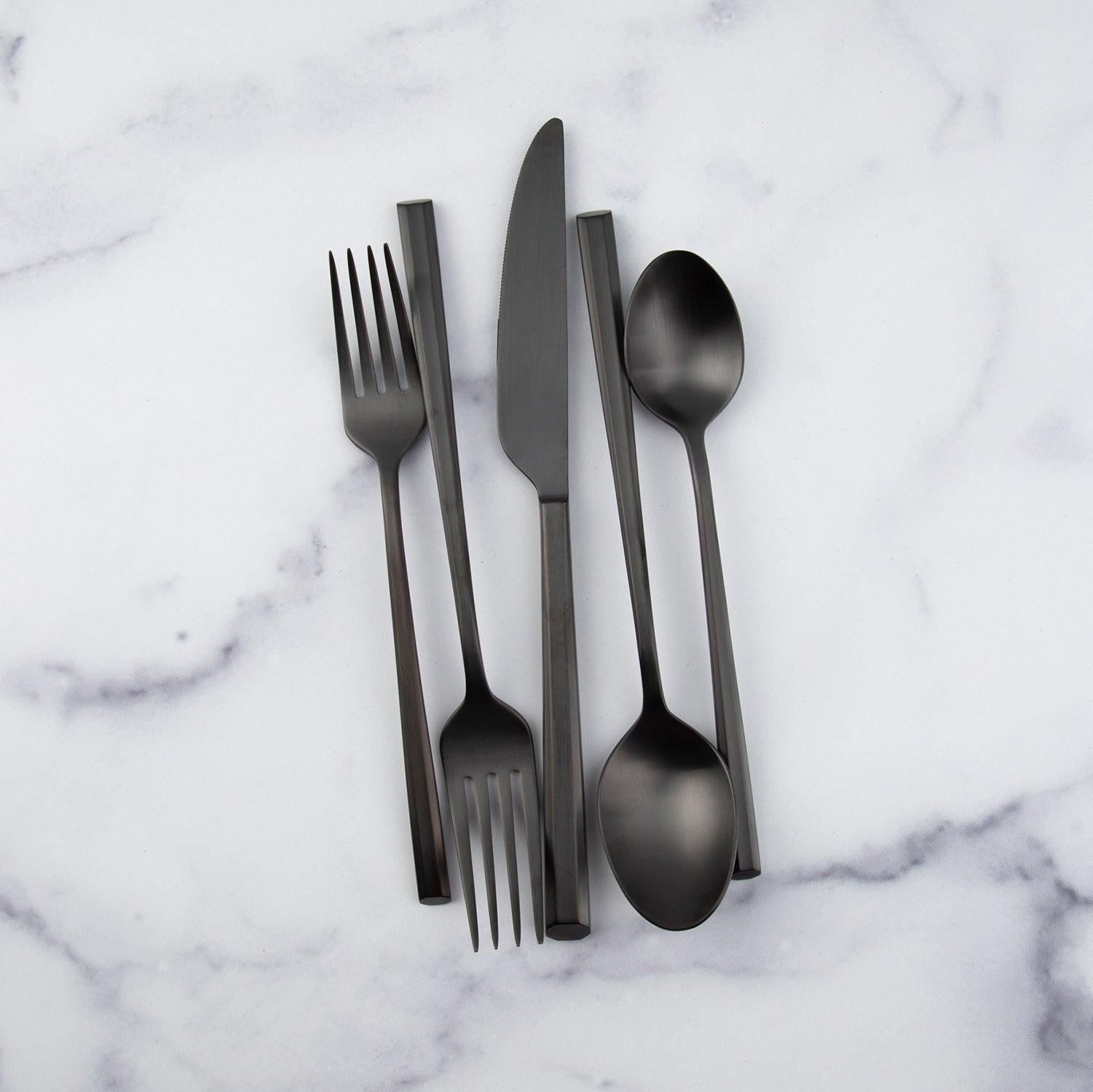 Isobel Black Satin 20-Piece Flatware Set - Image 5