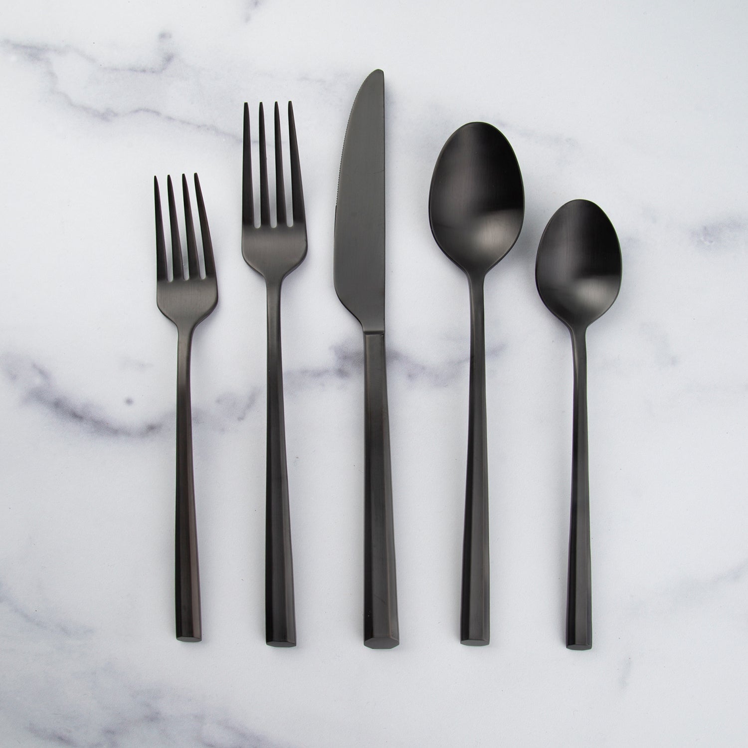 Isobel Black Satin 20-Piece Flatware Set - Image 3