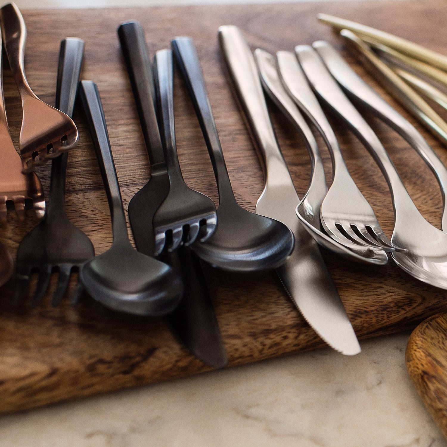 Isobel Black Satin 20-Piece Flatware Set - Image 2